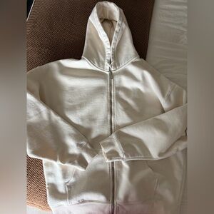 Brandy Melville -!Cream Zip-Up Hoodie